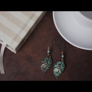 Bohemian metal leaf beads earrings